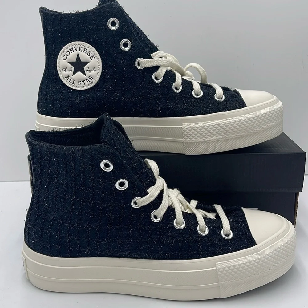 Converse WMNS CTAS LIFT HI BLACK/SILVER/EGRET A12740C Platforms Sneakers